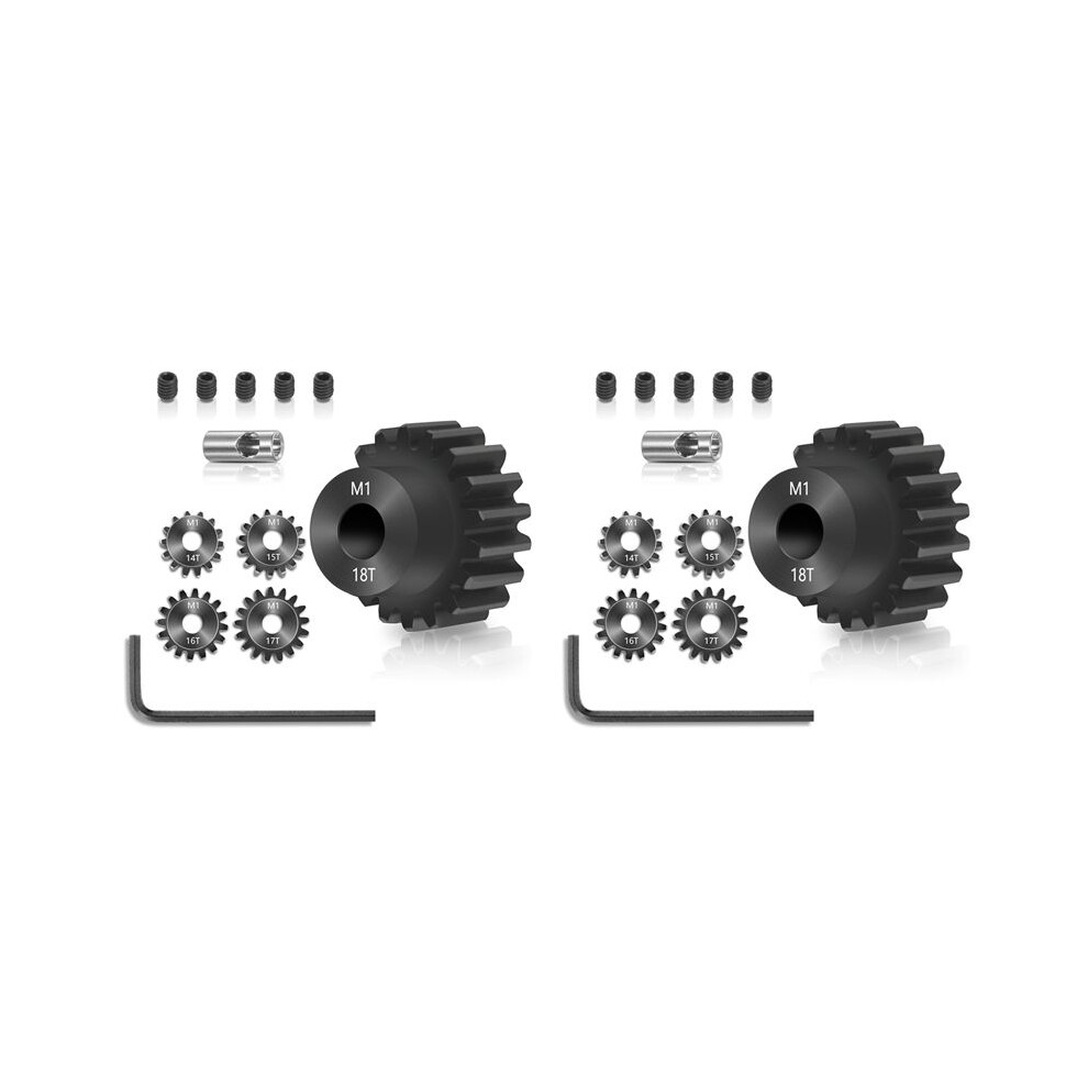 2X Pinion Gear Set 5Pcs, 14T 15T 16T 17T 18T M1 Pinion Gear Metal Hardened Steel Fit 5Mm Rc Motor Shaft With Hex Key 6031762605381