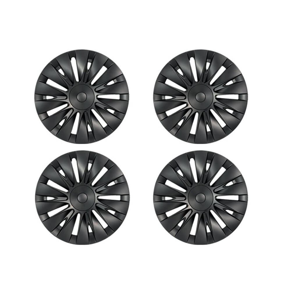 19 Inch Matte Wheel Covers, Scratch Protection Snap Fit Hub Caps 4Pcs For Tesla Model Y Black 9174973131243