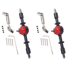 2 Set Metalen Achterbrugas met Stalen Tandwiel voor WPL D12 B14 B24 B16 B36 C14 C24 C34 C44 RC Auto-Upgradeonderdelen, Zwart