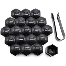 20pcs 17mm Black Lug Nut Covers Universal Wheel Nut Caps Set with Removal Tool Weatherproof