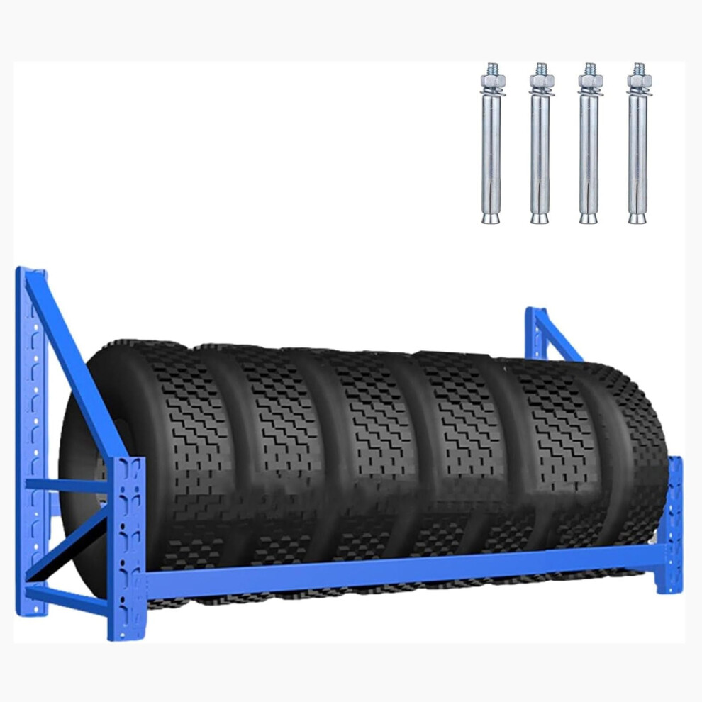 Garage Tire Rack Heavy Duty Wall Mounted Blue Iron Frame Spacesaving Shelf 150X55x80cm 9169991159720
