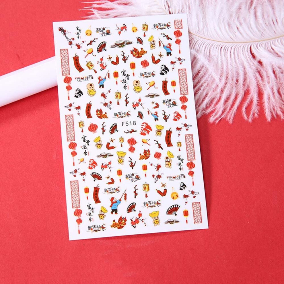 3D Lantern Nail Art Decals Chinese Knot Stickers for  Year Festival Manicure Decorations