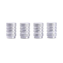 4x Silver Aluminium Car Valve Caps with Leak Prevention Seal, Universal Fit and Stylish Finish