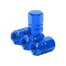 Blue Aluminum Tire Valve Stem Caps Set, Dust Proof Wheel Covers for Car Motorcycle Bicycle