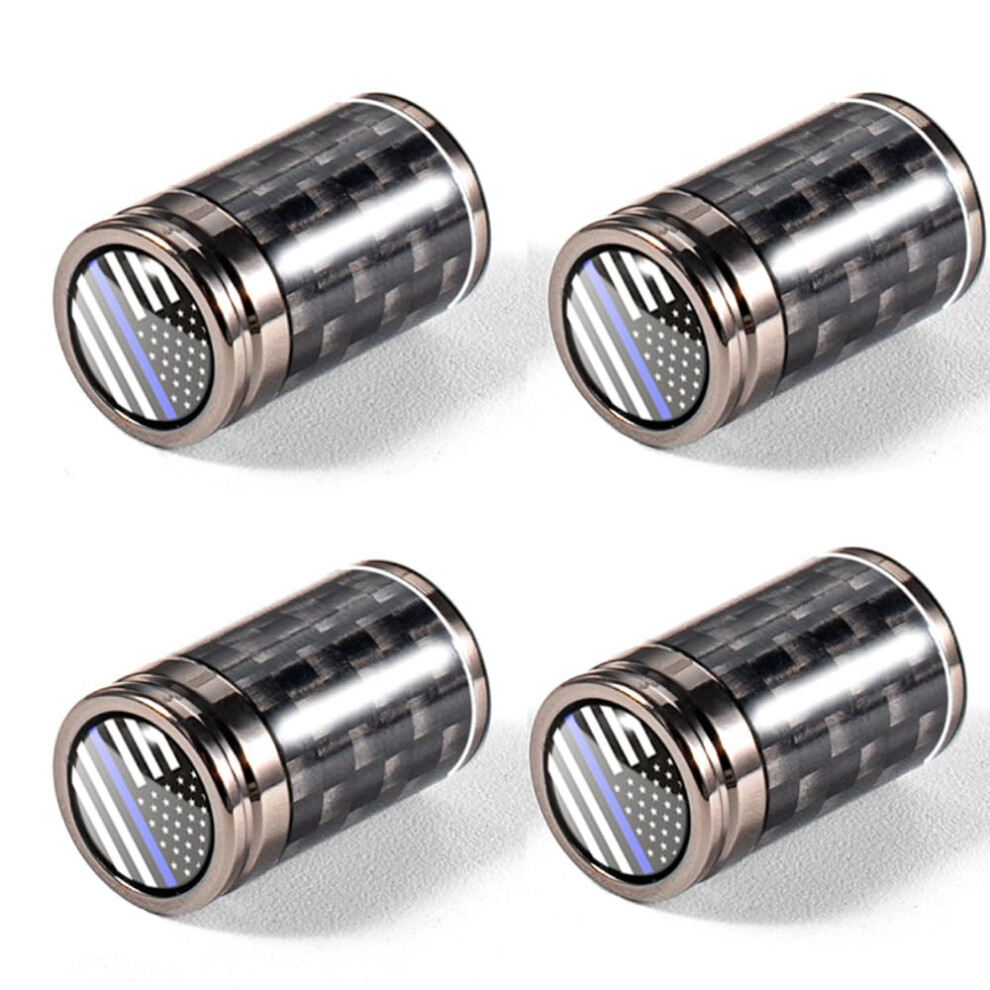 Tire Valve Stem Caps Set Of 4 American Flag Titanium Metal Leakproof Corrosion Resistant Black 9174973132974