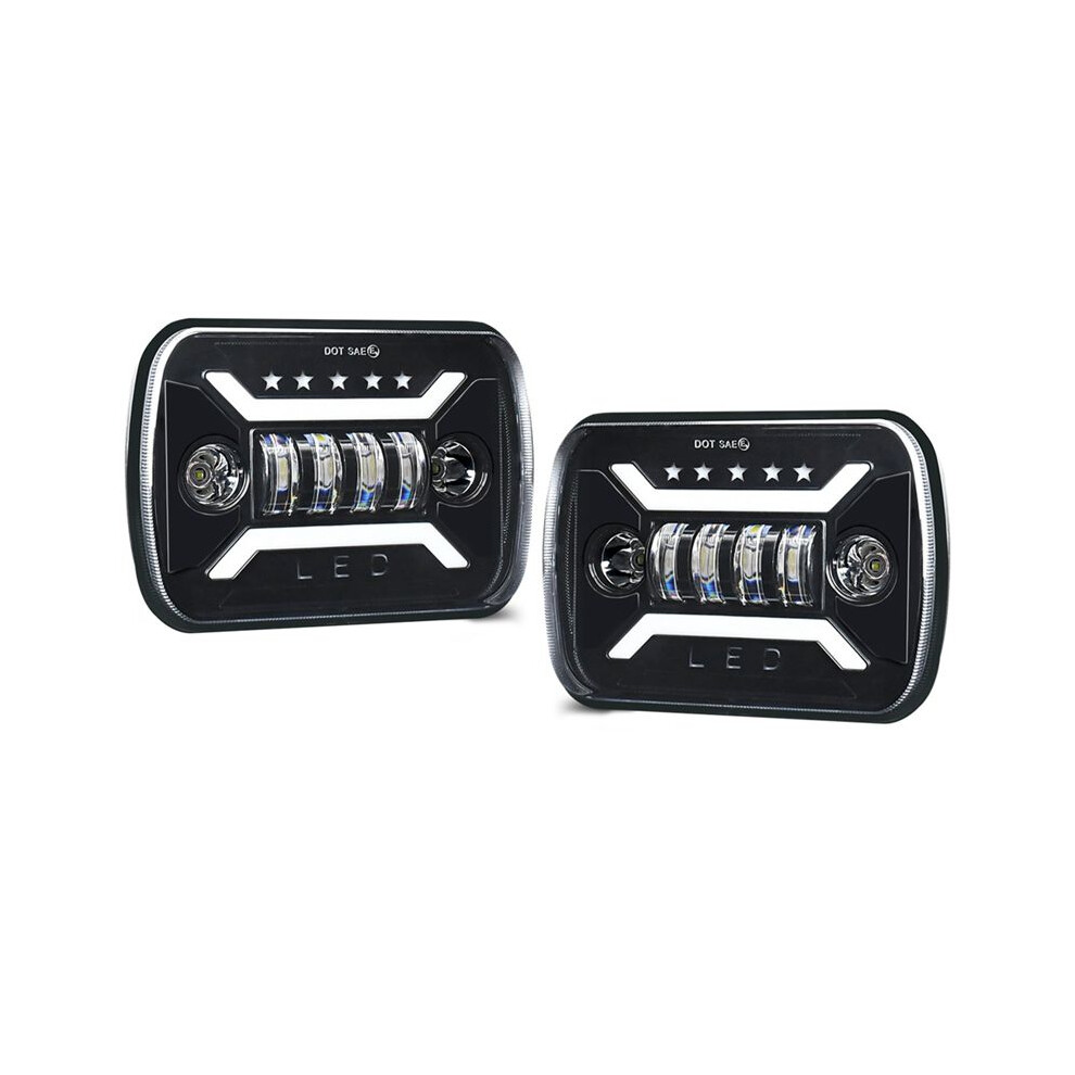 7X6 5X7 Led Headlights H6054 Rectangular Headlight With High Low Drl Turn Signal For Cherokee Xj Yj 4714046279356