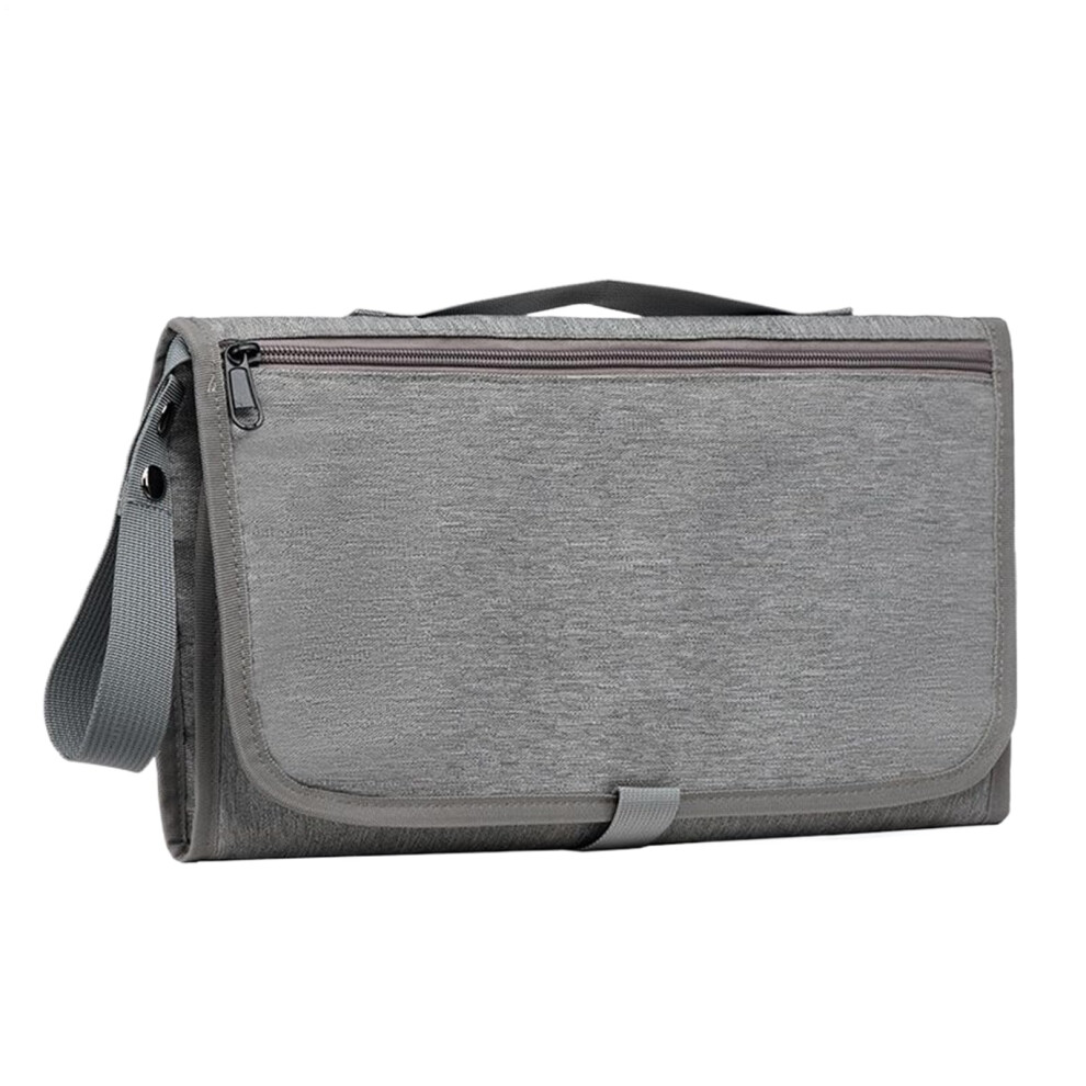 Large Capacity Diaper Bag With Changing Pad, Foldable Station, Stroller Straps, Light/Gray