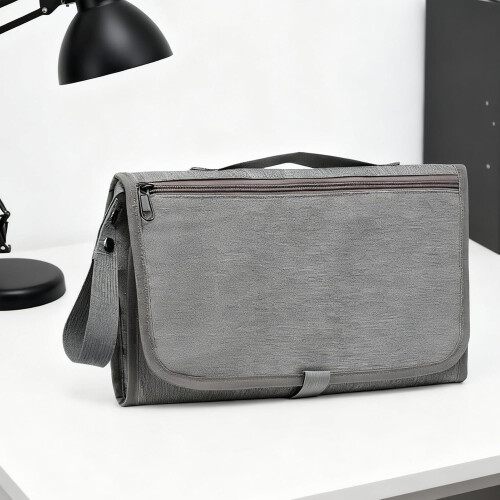 Large Capacity Diaper Bag with Changing Pad, Foldable Station, Stroller Straps, Light Gray 1