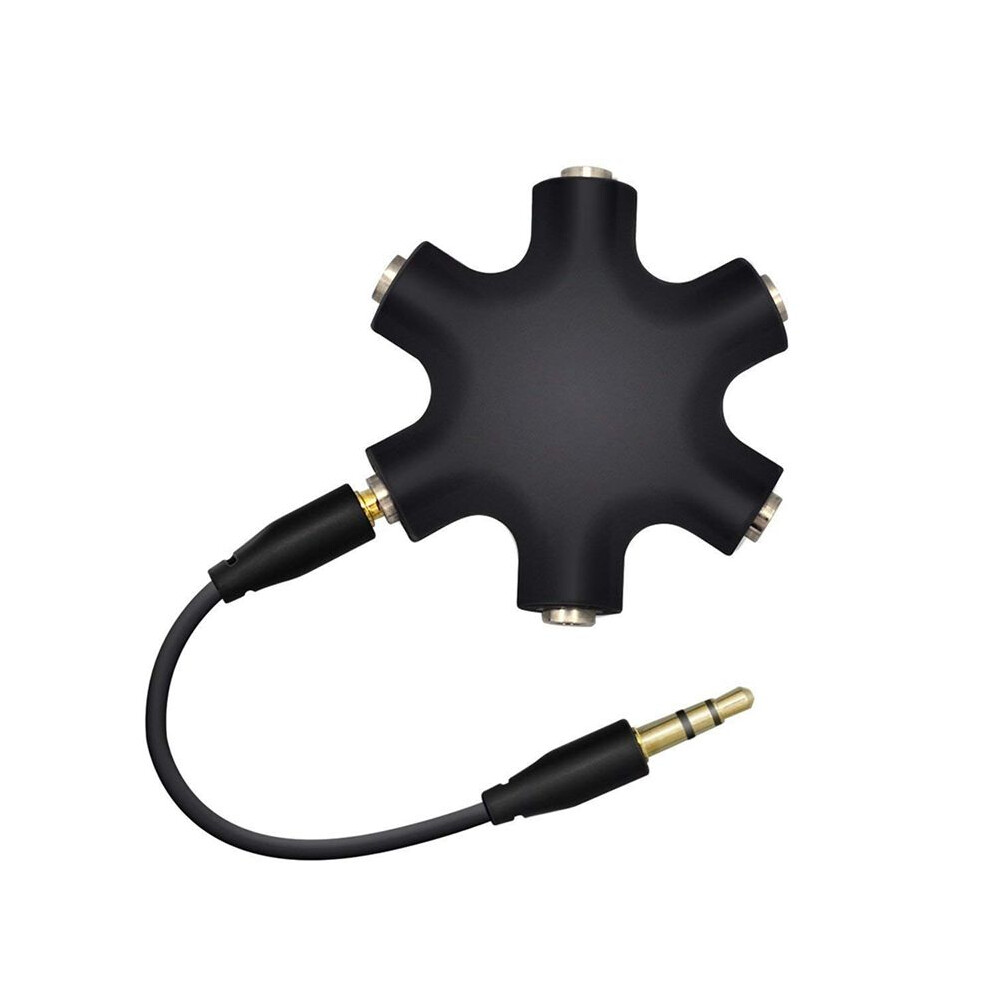 1 To 5 Audio Splitter 3.5Mm Audio Router Separator Device Adapter With 3.5Mm Wire Black 4711646176887