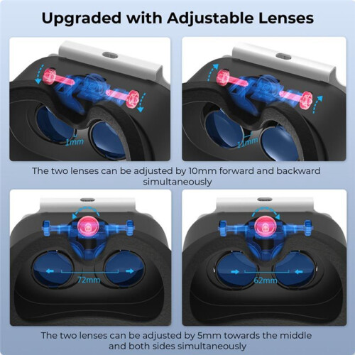 VR Headset 3D Virtual Reality Glasses Adjustable Headband 3D VR Virtual Reality Glasses for   & OLED 2