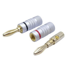 12 Pcs 4mm Audio Jack Connector Banana Plugs Audio Jack Connector, 24K Gold Dual Screw Lock Speaker Connector