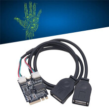 M.2 to USB Riser Card 480Mbps M.2 KEY A+E to Dual Port USB2.0 Expansion Card with Riser Cable for Win10