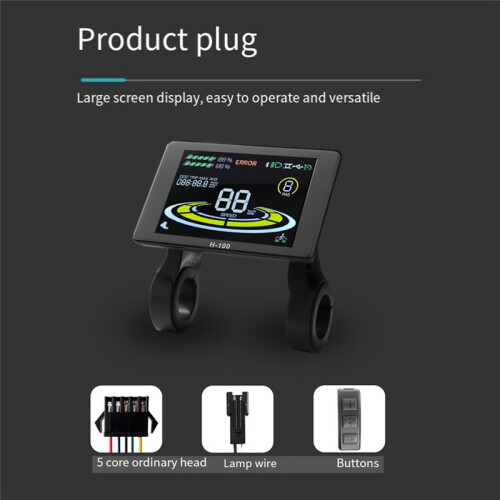 Electric Bicycle Display H-100 LCD Display Control 24V - 72V Speed Meter 5pin Speedometer SM Connector 1
