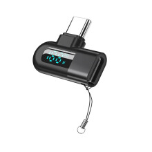 Elough 6A Digital Display Typ C Till Typ C OTG-Adapter för 120W Snabbladdning USB C-Kabel USB2.0-Kontakt Svart