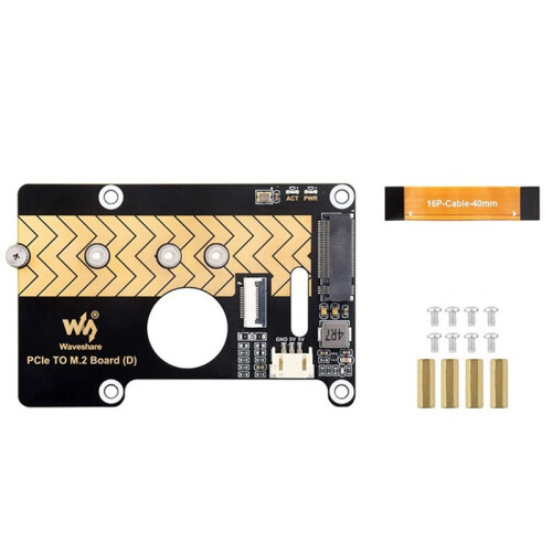 Waveshare PCIe to M.2 Adapter Board for Raspberry Pi 5 8Gbps Transfer Module Hard Disk Read/Write Faster Module