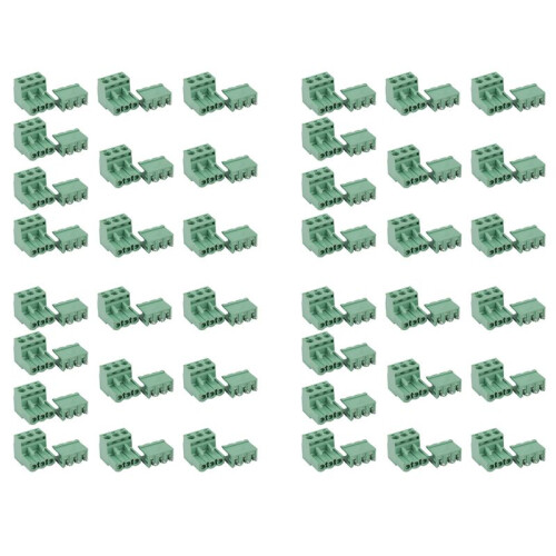 40Pcs 5.08mm Pitch 3Pin SCREW Plug-in PCB Bloque de Terminales Conector de ángulo Recto
