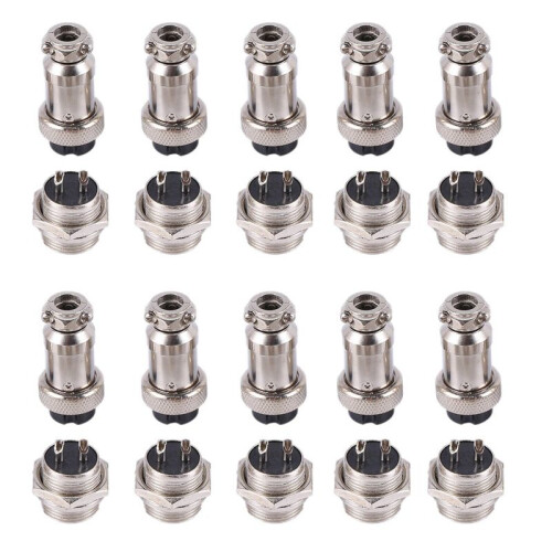 Universal Panel Mount 16mm 2Pin Aviation Connectors Plugs 10 Pcs