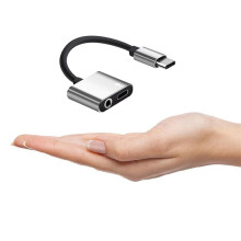 3X 2 In1 Type-C to 3.5mm Headphone Jack Adaptor/Connector Charger, Earphone Aux Audio & Charge Adaptor Silver