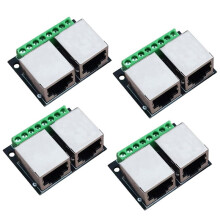 Scheda di Breakout Terminale Doppio Femmina Ethernet RJ45 da 4 Pezzi, Terminale Adattatore di Rete Schermato con Scheda Connettore Passo 3,5 mm
