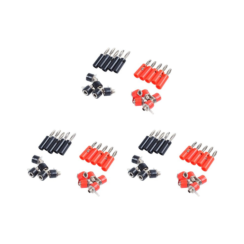 4Mm 30Pcs Banana Plugs And 30Pcs Banana Sockets ( And Red) Jack Connectors Black/Red 6034087605586