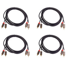 4X 2RCA to 2 RCA Coaxial Audio Cable 3.5 Jack Stereo RCA Audio Cord 1M for Home Theater DVD TV Amplifier CD Soundbox