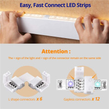 3X LED Light Strip Connectors 4 Pin RGB LED Lights Connectors, Gapless, L Shape Connectors for SMD 5050 LED Strip