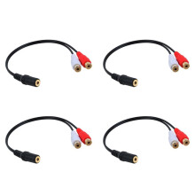 4X Gold Plated 3.5mm Jack Female to 2 Female Jacks Stereo Adapter Audio Splitter RCA (15cm) Black