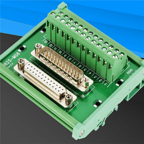 10X DB25 MóDulo de Interfaz de Montaje en Riel DIN Tablero de ConexióN de Conector Macho/Hembra 2