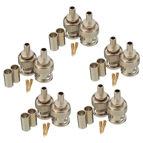 200 Sets 3-Piece BNC Male RG58 Plug Crimp Connectors 1