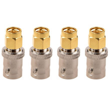 4X Gold Tone SMA Male to Silver Tone BNC Female Connector Adapter