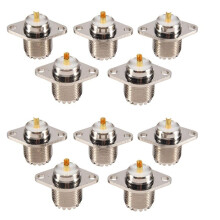 10 PCS UHF SO239 Female 2 Hole Female Jack with Rhombic Flange Soldering Panel RF Connector Socket Female Connector