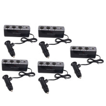 5X 3 WAY MULTI SOCKET CAR CIGARETTE LIGHTER SPLITTER USB PLUG CHARGER 12V/24V Triple ADAPTER with USB Port