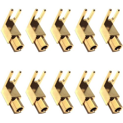 Right Angle Spade Fork & Binding Post - 4mm Banana Plug Socket - Spade Fork Connector for Speaker & Power & Amp(40 Pack) 1
