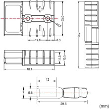 20X för Anderson Style Plug Connectors 50A 600V 6-12AWG AC/ Power Tool för 6AWG PläTerade Solida Terminaler Pluggar Grå