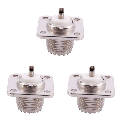 3X UHF Female SO239 Panel Chassis Mount Flange Deck Mount Solder Cup RF Connector