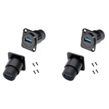 4Pcs D Type Metal USB3.0 Socket Female to Female USB 3.0 Connector D-Type USB Panel Mounting Solderless Signal Coupler