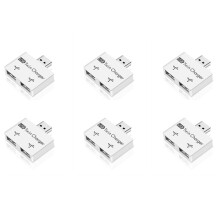 6X Portatile Hub USB un 2 Porte Caricabatterie Hub Adattatore USB Splitter Dual USB Prolunga di Ricarica per Telefono Computer Bianca