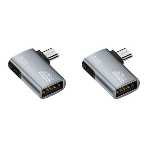 2X 4K OTG Cable Adapter Power Supplied Micro-USB to USB with Angle Design. Suitable for Tablet, TV(Right) 1