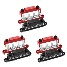 6x 250A 12V Samlingsskena Batteriströmfördelningsblock Bilstereo 12 Volt  Samlingsskena 4 X 3/8 Tums Stolpar 6 X 8 Skruvar