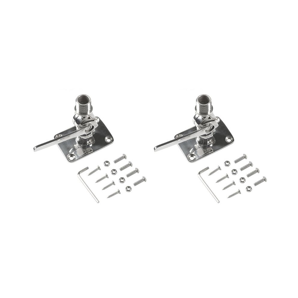 2X Marine Vhf Antenna Mount, 316 Stainless Steel Antenna Adjustable Base Bracket Holder For Boats 6032598212224