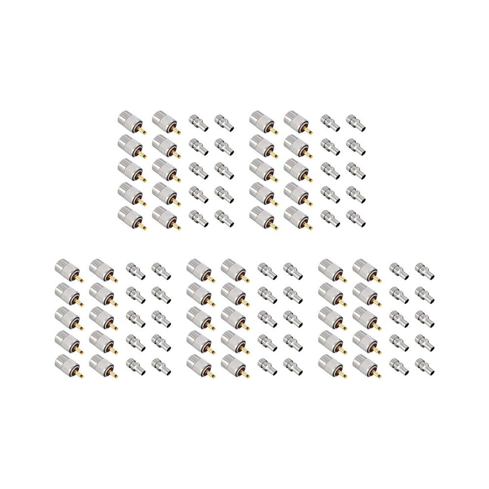 50 Pack Uhf/Pl-259 Solder Connector Plug With Reducer For Rg8x, Rg8, Rg59, Lmr-400, Rg-213 Coaxial Coax Cable 4711630381969