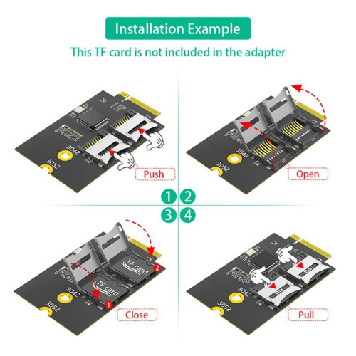 2X Dubbelt Micro--Kort, TF-Kort Till NGFF M.2 Key B Reader Adapter Converter (Stöder USB-Buss, Inte -Buss) 1