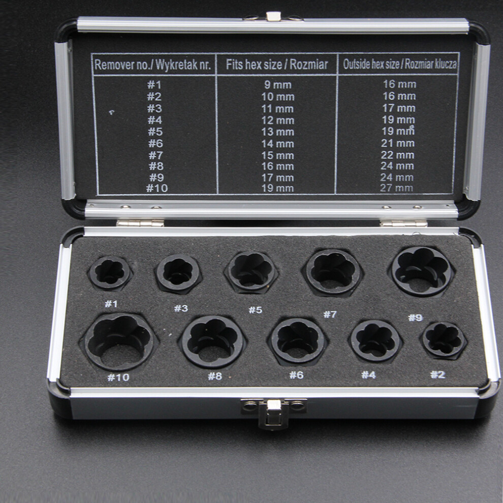 10Pcs Heavy-Duty Nut Breaker Bolt Extractor Set For Broken Nuts Hex Removal 4981385057840