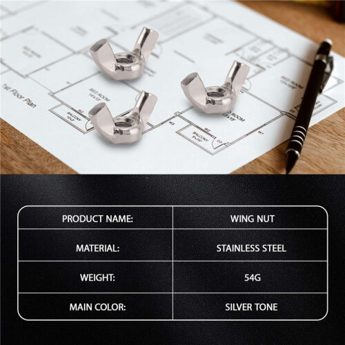M6 Thread Dia Stainless Steel Wing nut Butterfly Wing Nuts 10 Pcs