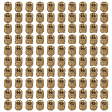 M2 x 3mm Brass Cylinder Knurled Threaded Round Insert Embedded Nuts 100pcs