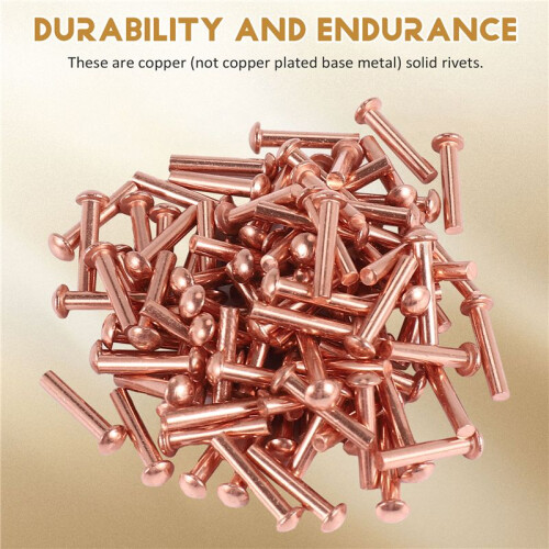 100 Pcs 5/64inch x 25/64inch Round  Copper Solid Rivets Fasteners