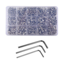 Screw and Nut Kit,Machine Screw and Nut Kit, 500 Pcs M3 M4 M5 Stainless Steel Button  Hex Socket  Cap Bolts Screws with Nuts Assortment Kit