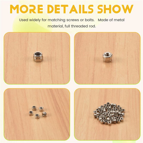 50pcs M2 Zinc Plated Self-Locking Nylon Insert Hex Lock Nuts 2
