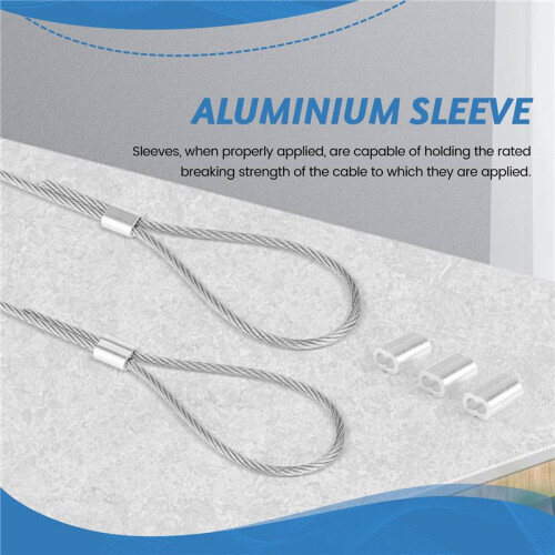 100pcs Aluminum Crimping Loop Sleeve for 3mm Diameter Wire Rope and Cable 1