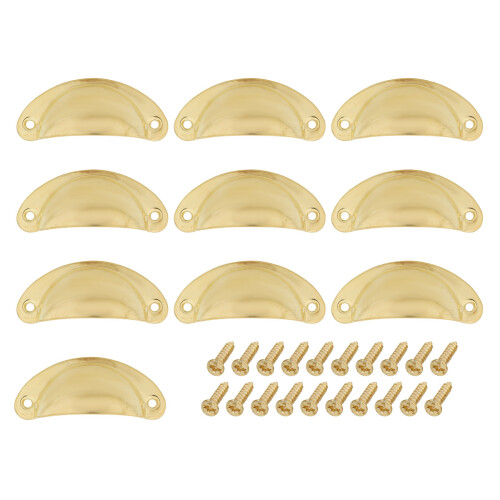 Cup Drawer Pull Kitchen Cabinet Handle Gold Tone, 66mm Hole Centers, 10 Pack 1